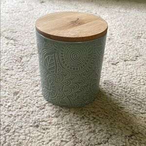 American Atelier Sage Green Ceramic Jar with Wooden Lid